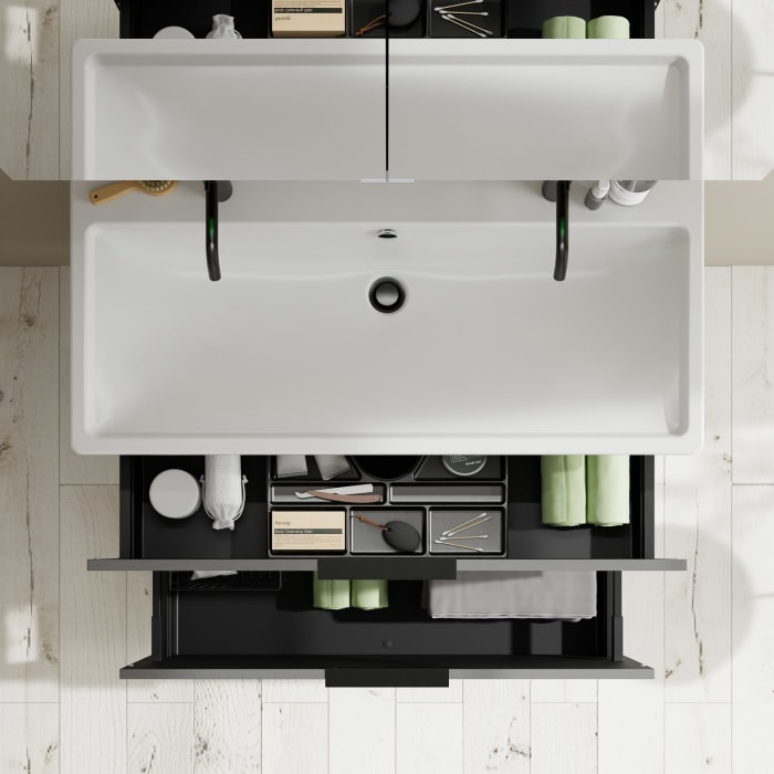 burgbad Eqio Möbelkombination inkl. Keramik-Waschtisch 103 cm, 2 Hahnlöcher, mit Griff G0200