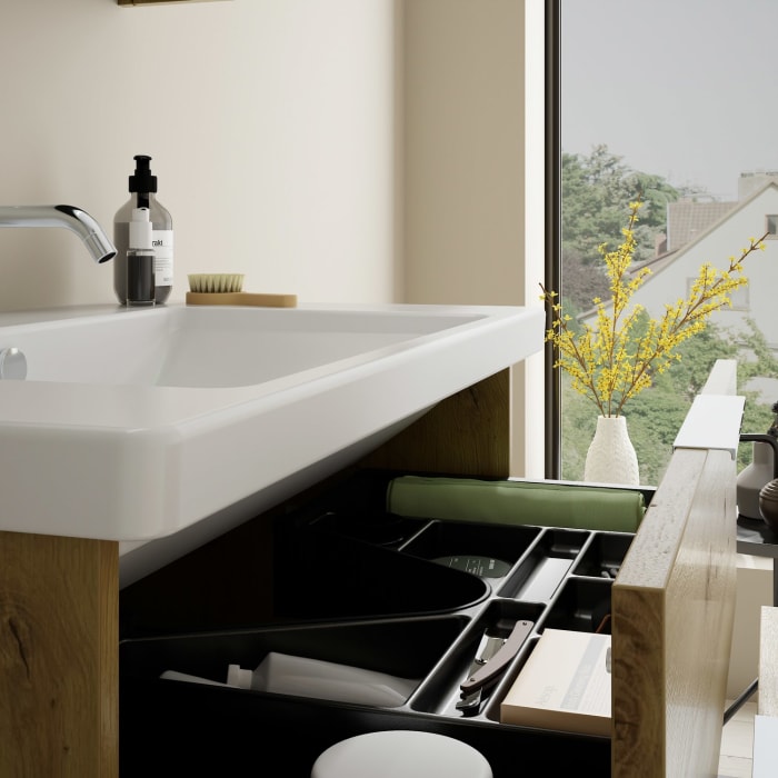 burgbad Eqio Möbelkombination inkl. Keramik-Waschtisch 83 cm, mit Griff G0146