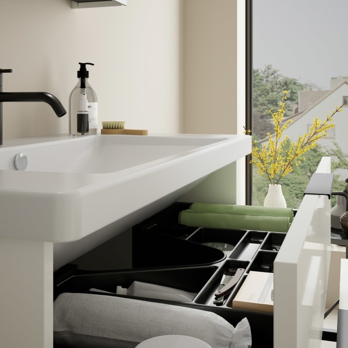 burgbad Eqio Möbelkombination inkl. Keramik-Waschtisch 93 cm, mit Griff G0200