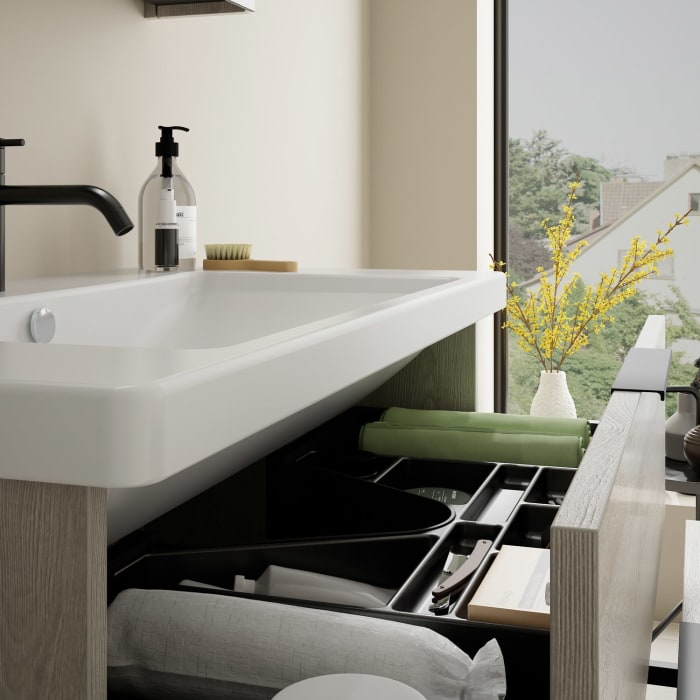 burgbad Eqio Möbelkombination inkl. Keramik-Waschtisch 93 cm, mit Griff G0200