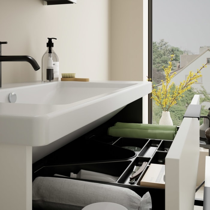 burgbad Eqio Möbelkombination inkl. Keramik-Waschtisch 93 cm, mit Griff G0200