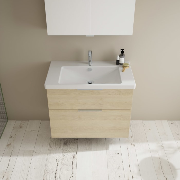 burgbad Eqio Möbelkombination inkl. Keramik-Waschtisch 83 cm, mit Griff G0146