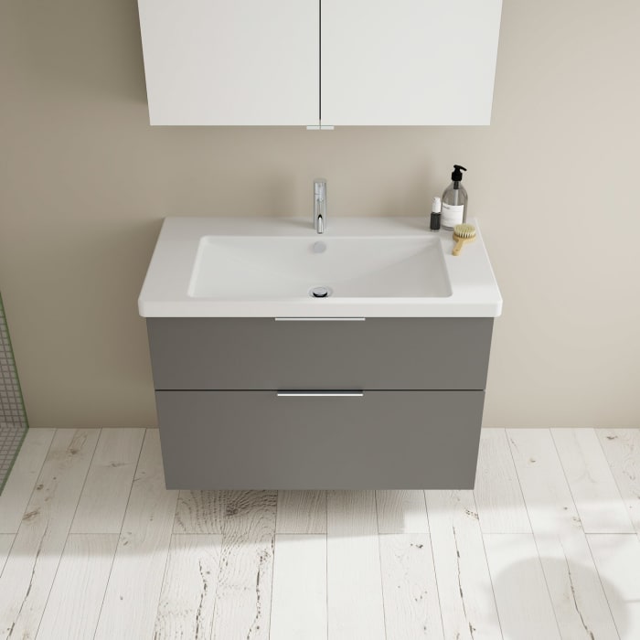 burgbad Eqio Möbelkombination inkl. Keramik-Waschtisch 93 cm, mit Griff G0146