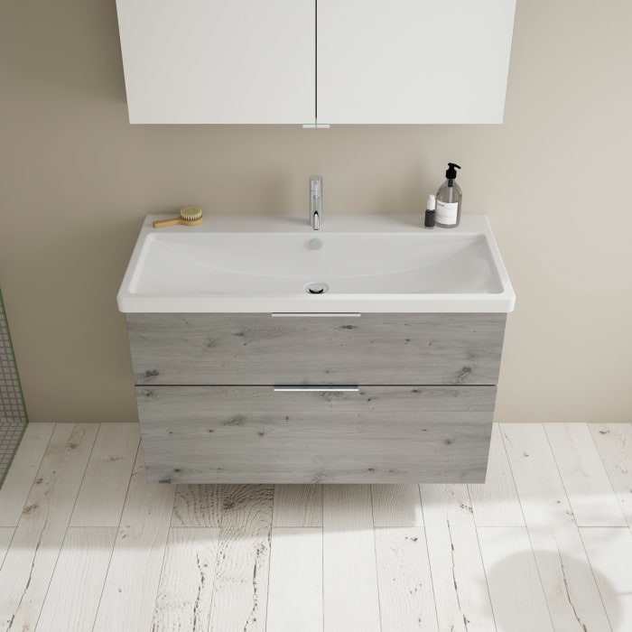 burgbad Eqio Möbelkombination inkl. Keramik-Waschtisch 103 cm, mit Griff G0146