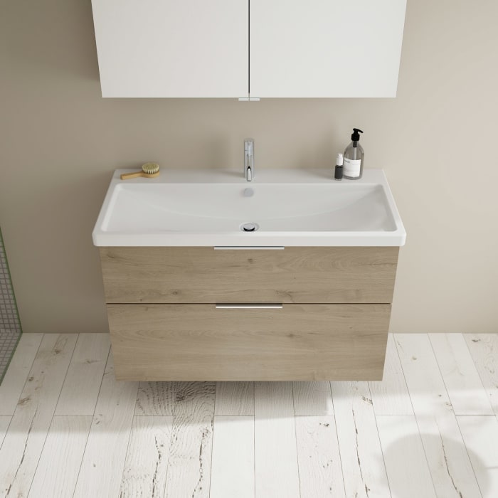 burgbad Eqio Möbelkombination inkl. Keramik-Waschtisch 103 cm, mit Griff G0146