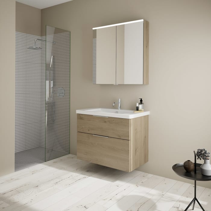 burgbad Eqio Möbelkombination inkl. Keramik-Waschtisch 83 cm, mit Griff G0146