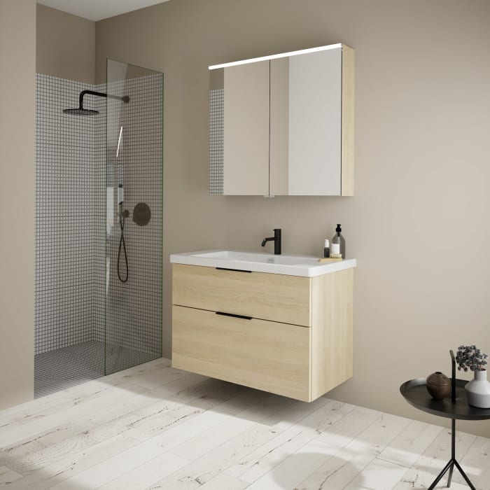 burgbad Eqio Möbelkombination inkl. Keramik-Waschtisch 93 cm, mit Griff G0200