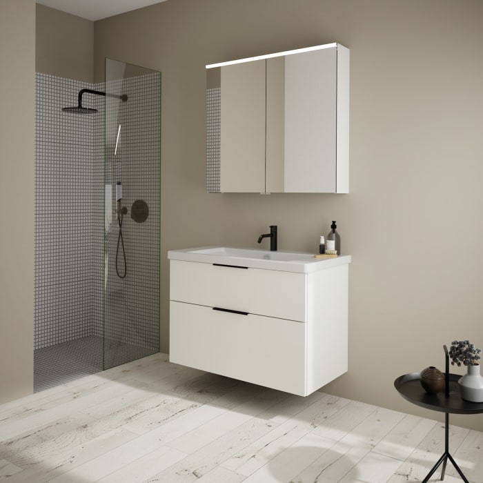 burgbad Eqio Möbelkombination inkl. Keramik-Waschtisch 93 cm, mit Griff G0200