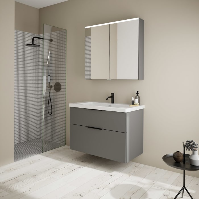 burgbad Eqio Möbelkombination inkl. Keramik-Waschtisch 93 cm, mit Griff G0200