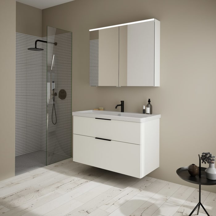 burgbad Eqio Möbelkombination inkl. Keramik-Waschtisch 103 cm, mit Griff G0200