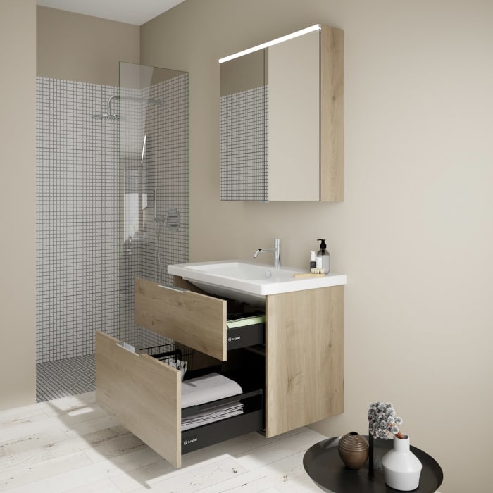 burgbad Eqio Möbelkombination inkl. Keramik-Waschtisch 83 cm, mit Griff G0146