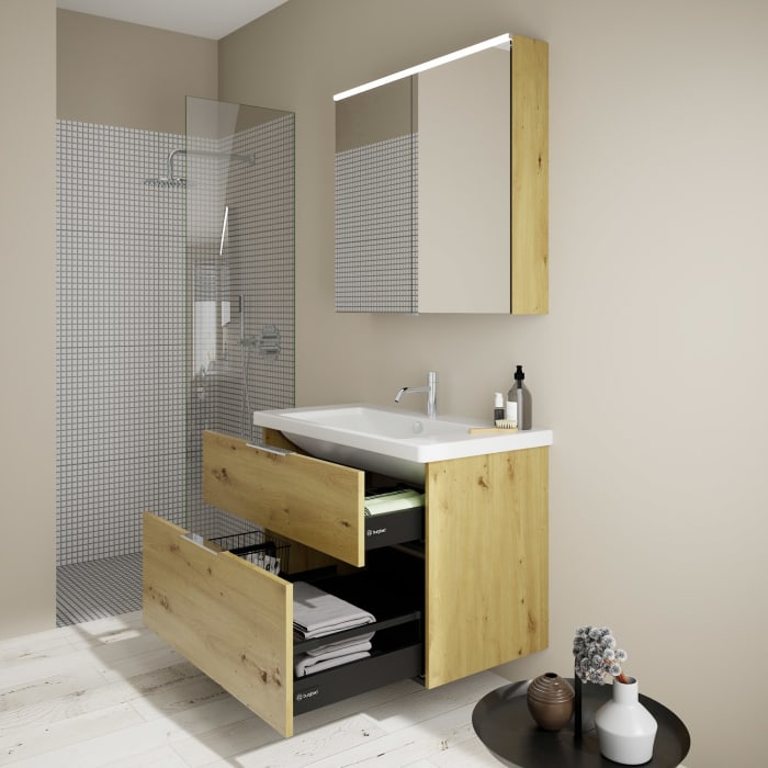 burgbad Eqio Möbelkombination inkl. Keramik-Waschtisch 93 cm, mit Griff G0146