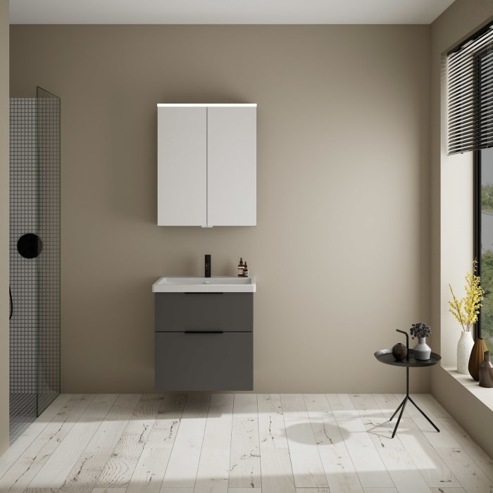 burgbad Eqio Möbelkombination inkl. Keramik-Waschtisch 65 cm, mit Griff G0200
