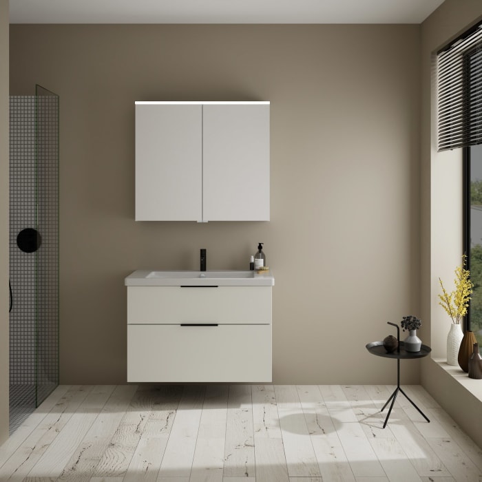 burgbad Eqio Möbelkombination inkl. Keramik-Waschtisch 93 cm, mit Griff G0200