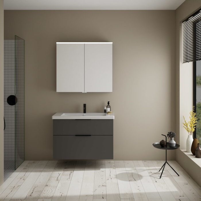 burgbad Eqio Möbelkombination inkl. Keramik-Waschtisch 93 cm, mit Griff G0200