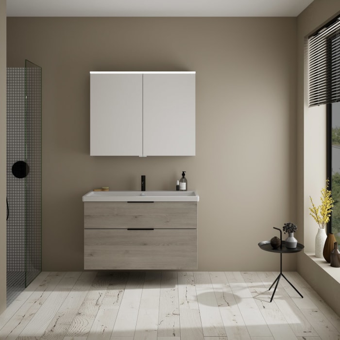 burgbad Eqio Möbelkombination inkl. Keramik-Waschtisch 103 cm, mit Griff G0200