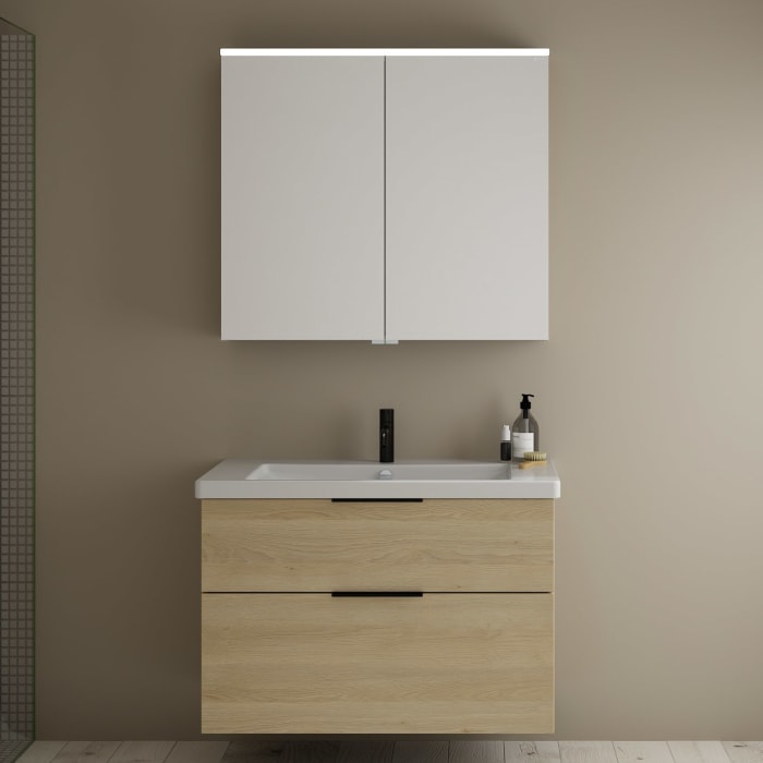 burgbad Eqio Möbelkombination inkl. Keramik-Waschtisch 93 cm, mit Griff G0200