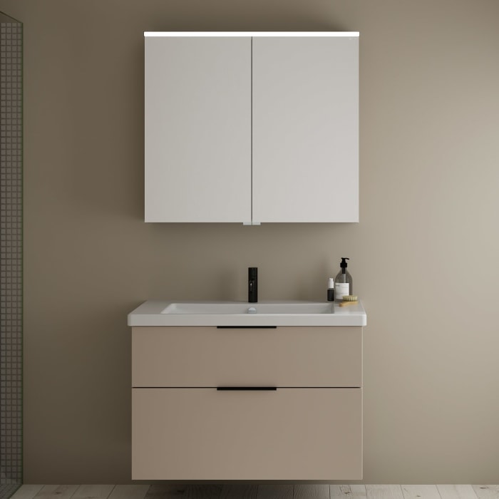 burgbad Eqio Möbelkombination inkl. Keramik-Waschtisch 93 cm, mit Griff G0200