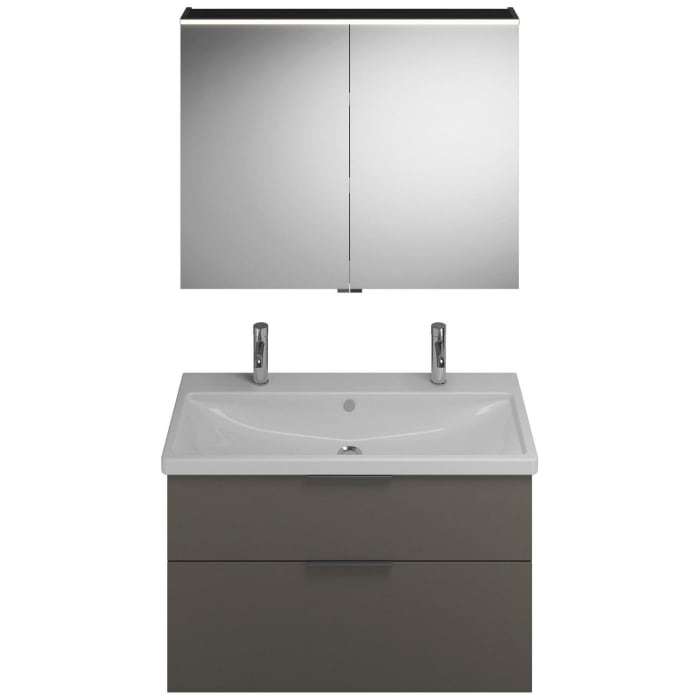 burgbad Eqio Möbelkombination inkl. Keramik-Waschtisch 103 cm, 2 Hahnlöcher, mit Griff G0200