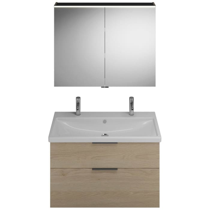 burgbad Eqio Möbelkombination inkl. Keramik-Waschtisch 103 cm, 2 Hahnlöcher, mit Griff G0200