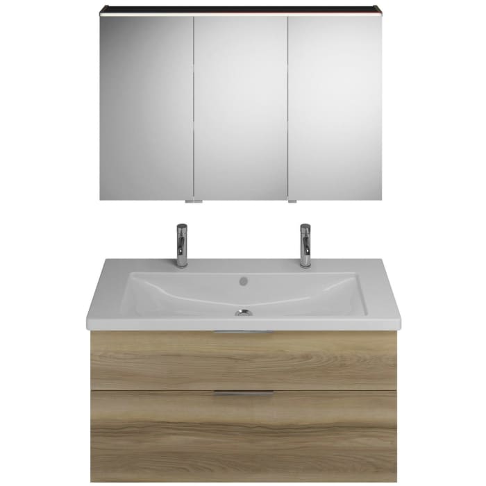 burgbad Eqio Möbelkombination inkl. Keramik-Doppelwaschtisch 123 cm links, mit Griff G0146
