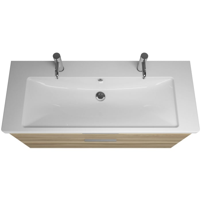 burgbad Eqio Möbelkombination inkl. Keramik-Doppelwaschtisch 123 cm rechts, mit Griff G0200