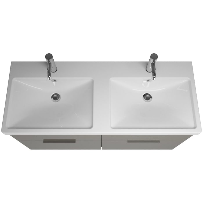 burgbad Eqio Möbelkombination inkl. Keramik-Doppelwaschtisch 123 cm, Doppeltür Spiegelschrank links, mit Griff G0146