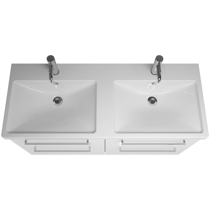 burgbad Eqio Möbelkombination inkl. Keramik-Doppelwaschtisch, Doppeltür Spiegelschrank 123 cm rechts, mit Stangengriff P95