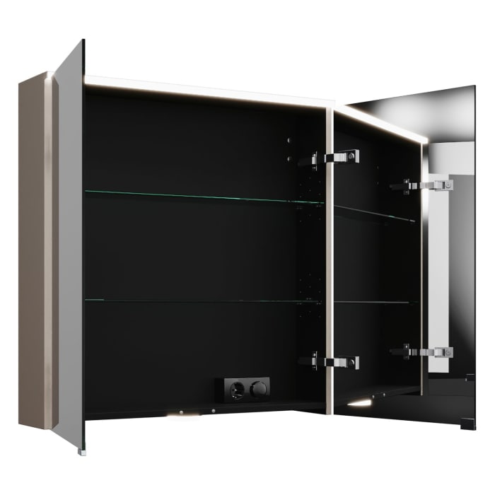 burgbad Eqio Spiegelschrank mit LED-Aufsatzleuchte und LED- Waschtischbeleuchtung 80 cm