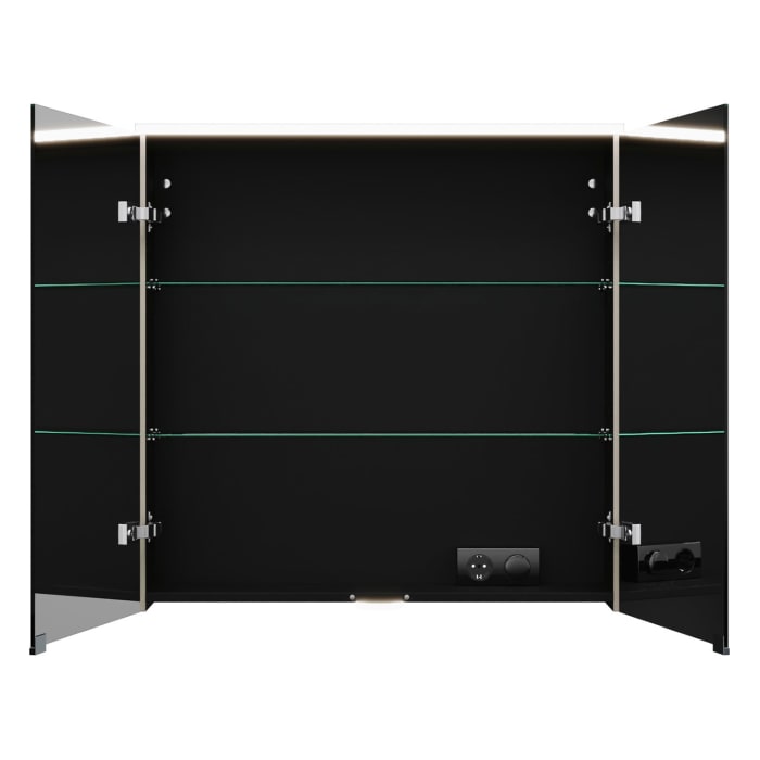 burgbad Eqio Spiegelschrank mit LED-Aufsatzleuchte und LED- Waschtischbeleuchtung 80 cm