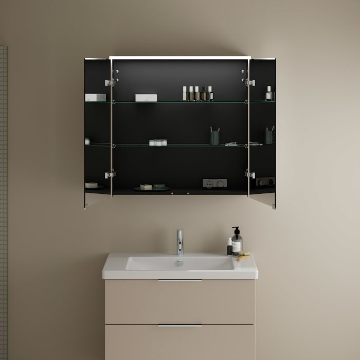 burgbad Eqio Spiegelschrank mit LED-Aufsatzleuchte 80 cm