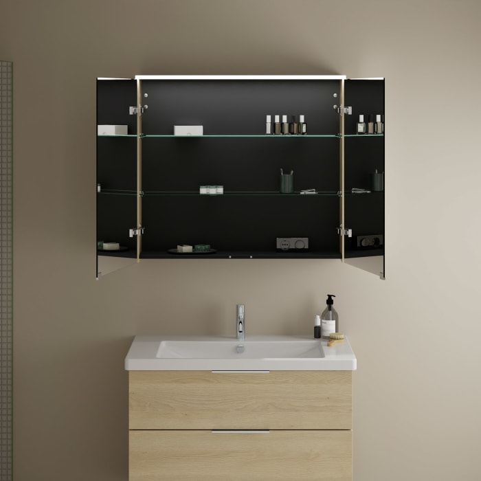 burgbad Eqio Spiegelschrank mit LED-Aufsatzleuchte 90 cm