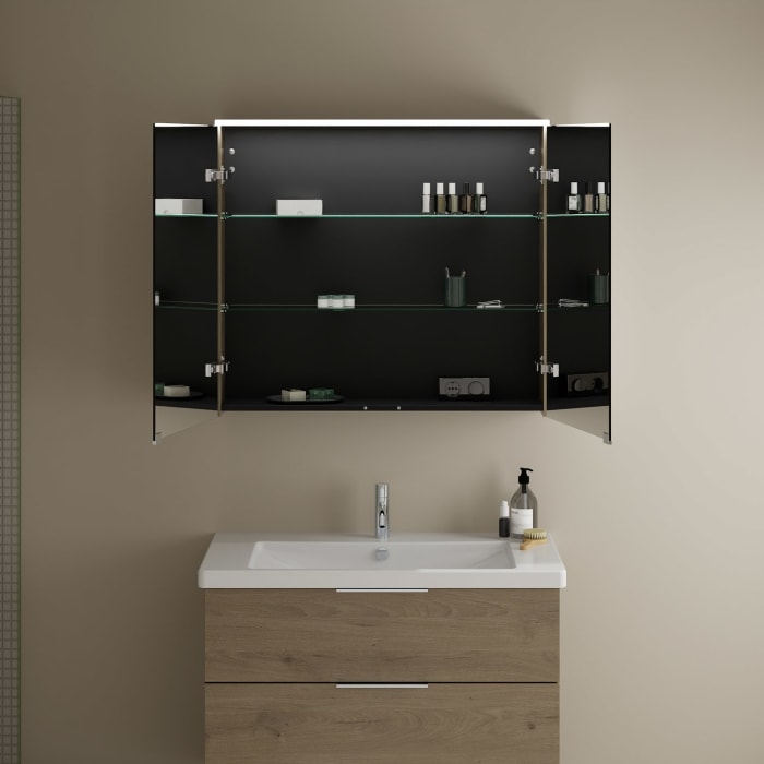 burgbad Eqio Spiegelschrank mit LED-Aufsatzleuchte 90 cm