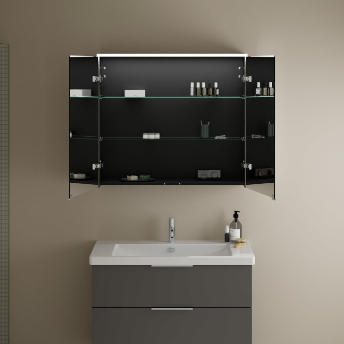 burgbad Eqio Spiegelschrank mit LED-Aufsatzleuchte 90 cm