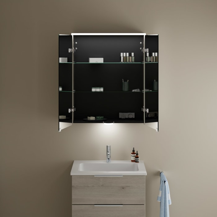 burgbad Eqio Spiegelschrank mit LED-Aufsatzleuchte und LED-Waschtischbeleuchtung 65 cm