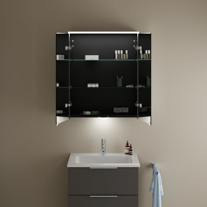 burgbad Eqio Spiegelschrank mit LED-Aufsatzleuchte und LED-Waschtischbeleuchtung 65 cm