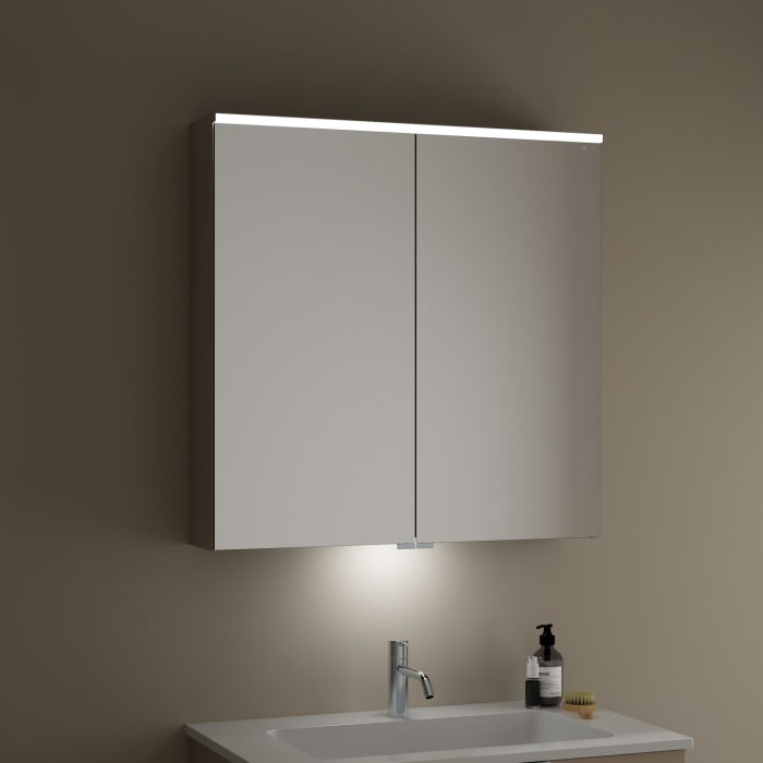 burgbad Eqio Spiegelschrank mit LED-Aufsatzleuchte und LED- Waschtischbeleuchtung 80 cm