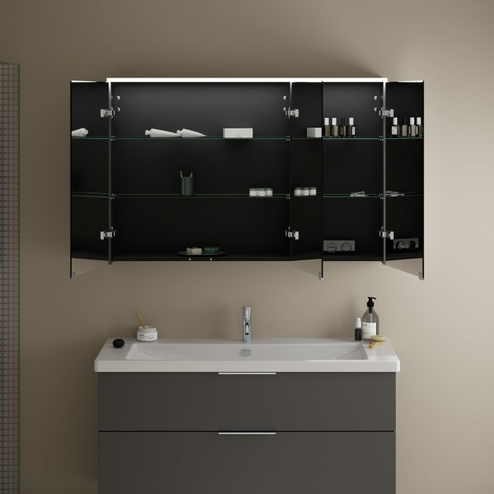 burgbad Eqio Spiegelschrank mit LED-Aufsatzleuchte 120 cm Links