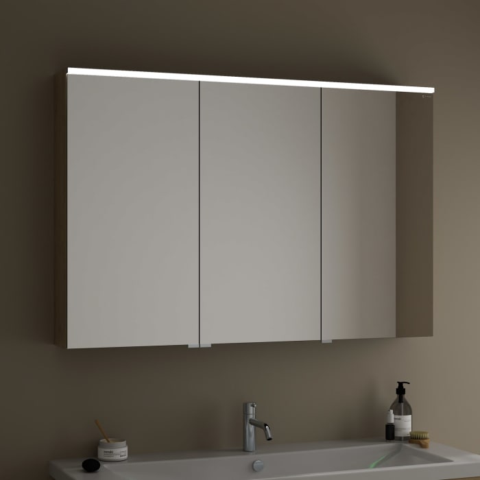 burgbad Eqio Spiegelschrank mit LED-Aufsatzleuchte 120 cm Links