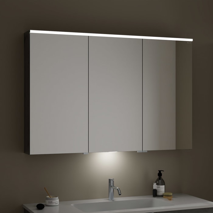 burgbad Eqio Spiegelschrank mit LED-Aufsatzleuchte und LED-Waschtischbeleuchtung 120 cm Rechts