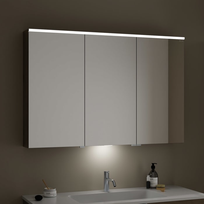 burgbad Eqio Spiegelschrank mit LED-Aufsatzleuchte und LED-Waschtischbeleuchtung 120 cm Rechts