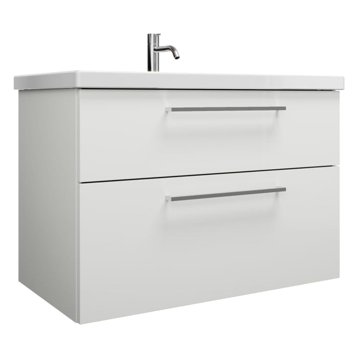 burgbad Eqio Waschtischkombination mit Keramik-Waschtisch, 93 cm, mit Stangengriff P95