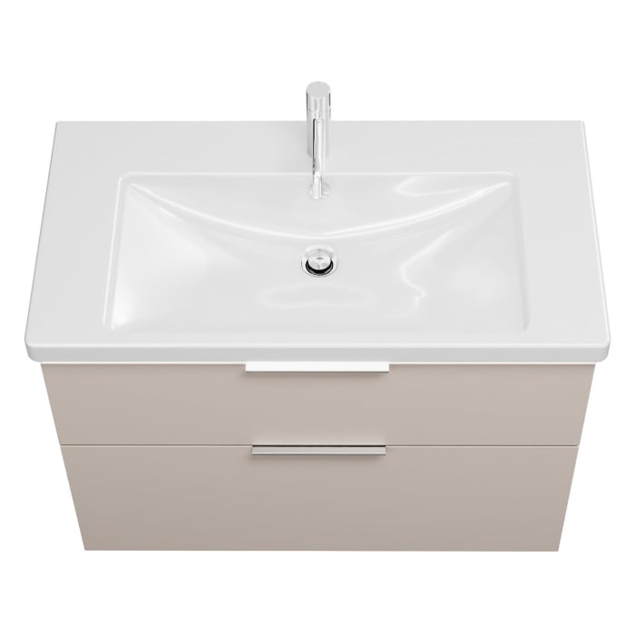 burgbad Eqio Waschtischkombination mit Keramik-Waschtisch mit LED-Beleuchtung, 93 cm, mit Griff G0146