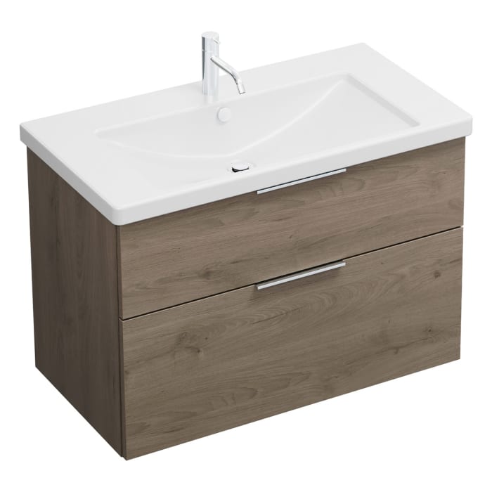 burgbad Eqio Waschtischkombination mit Keramik-Waschtisch, 93 cm, mit Griff G0146