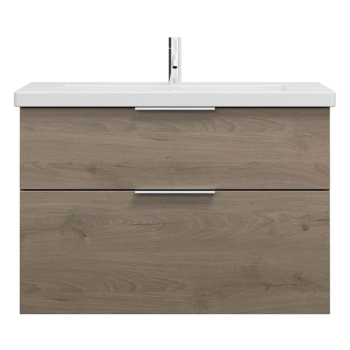 burgbad Eqio Waschtischkombination mit Keramik-Waschtisch, 93 cm, mit Griff G0146