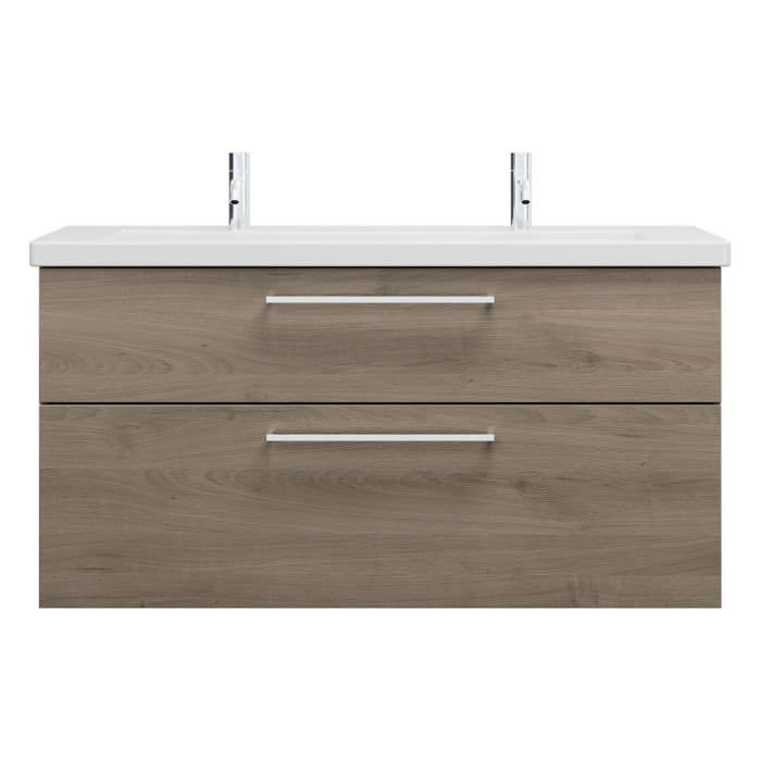 burgbad Eqio Waschtischkombination mit Keramik-Waschtisch, 123 cm, mit Stangengriff P95