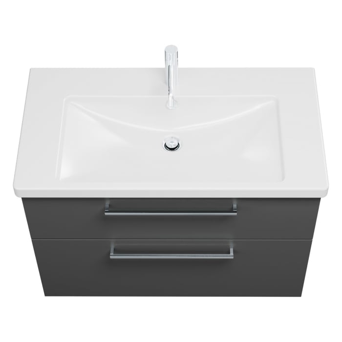 burgbad Eqio Waschtischkombination mit Keramik-Waschtisch, 93 cm, mit Stangengriff P95