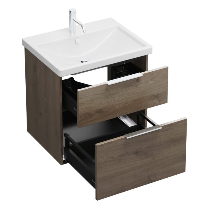 burgbad Eqio Waschtischkombination mit Keramik-Waschtisch, 63 cm, mit Griff G0146