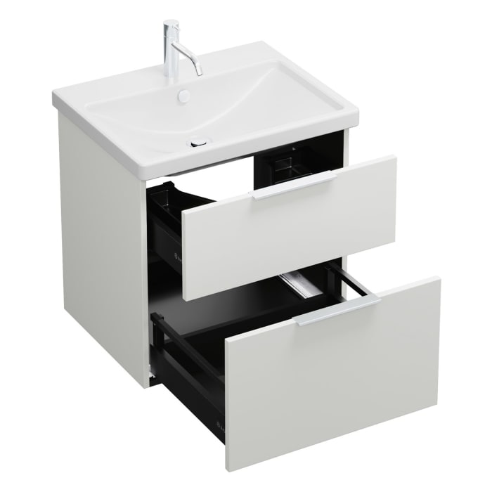 burgbad Eqio Waschtischkombination mit Keramik-Waschtisch, 63 cm, mit Griff G0146