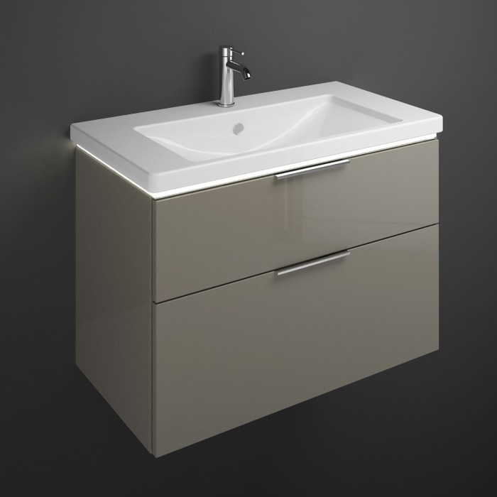 burgbad Eqio Waschtischkombination mit Keramik-Waschtisch mit LED-Beleuchtung, 93 cm, mit Griff G0146